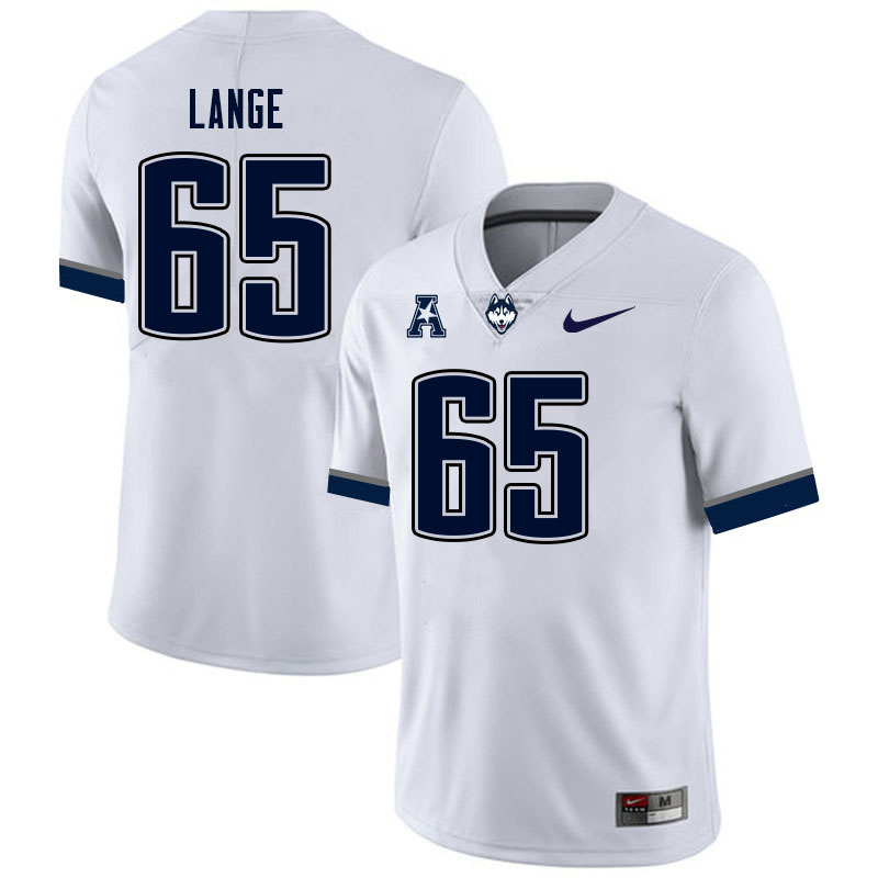 Men #65 Aaron Lange Uconn Huskies College Football Jerseys Sale-White - Click Image to Close
